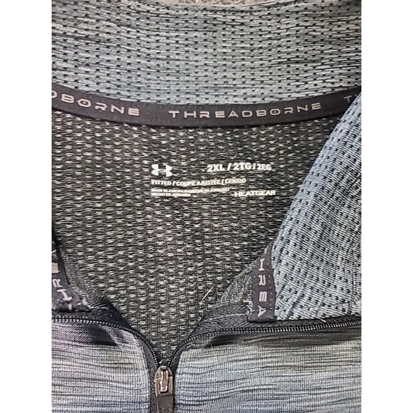 Under Armour Men Heather Gray 1/4 Zip Heatgear Fitted Threadborne Gym Shirt 2XL - Picture 4 of 7